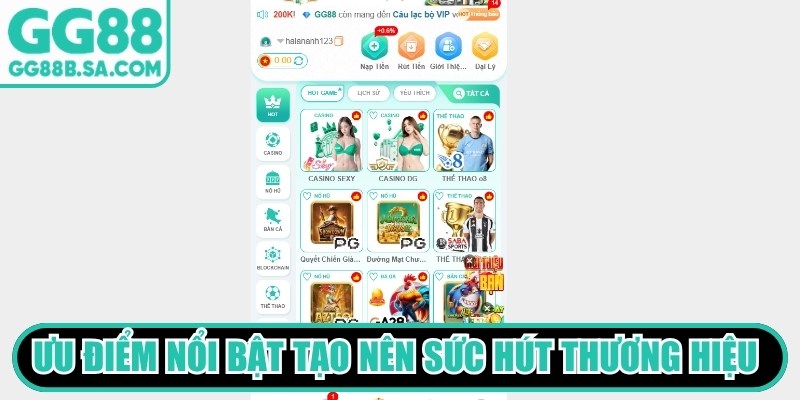 Ưu điểm nổi bật tạo n&ecirc;n sức h&uacute;t của thương hiệu GG88